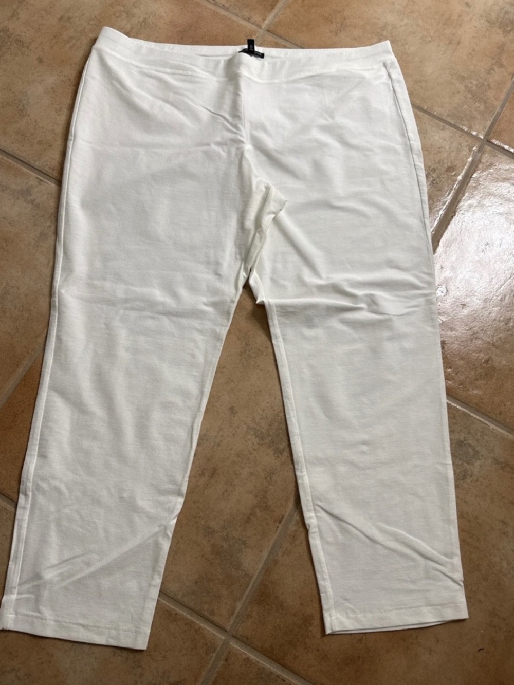 Eileen Fisher Womens 2X White Slim Ankle Pants Pull On Viscose Nylon Spandex